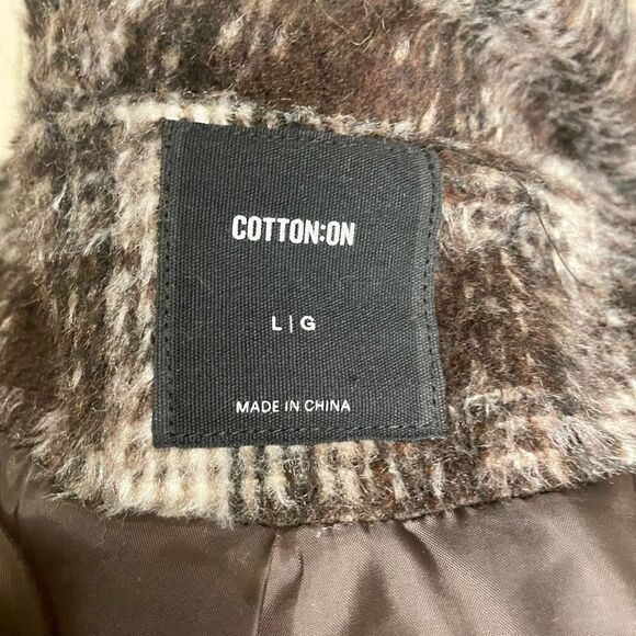 COTTON ON Long Oversized Plaid Coat Size L (AS IS) - Picture 10 of 16